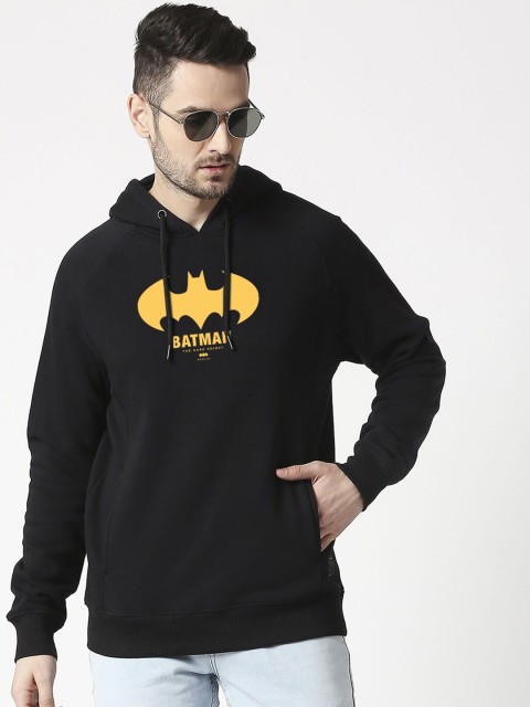 Bewakoof Men Black Batman Printed Hooded Sweatshirt