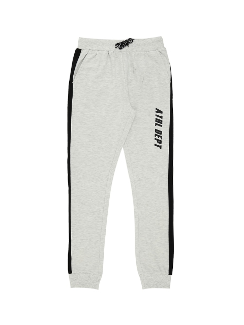 Pantaloons Junior Boys Grey Melange & Black Solid Joggers