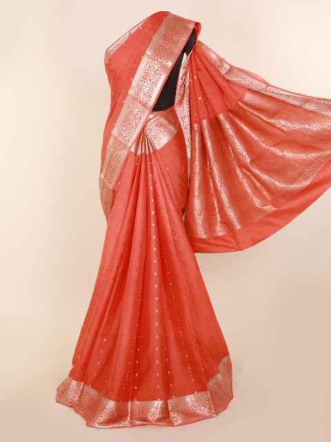 Pothys Peach-Coloured Woven Design Pure Silk Saree