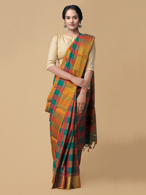 Unnati Silks Multicoloured Pure Cotton Checked Handloom Narayan Peth Saree, Multi
Unnati Silks Multicoloured Pure Cotton Checked Handloom Narayan Peth Saree, Multi