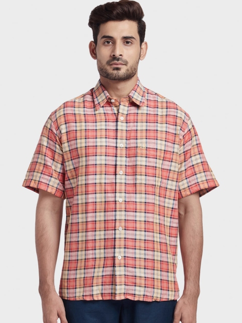 ColorPlus Men Red & Yellow Regular Fit Checked Casual Shirt