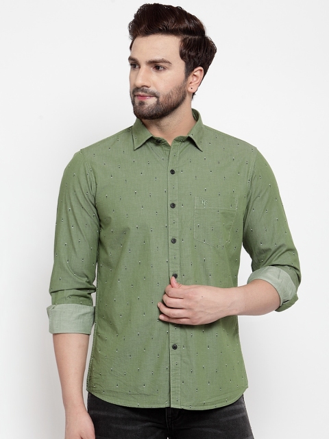 Cantabil Men Green Slim Fit Printed Casual Shirt