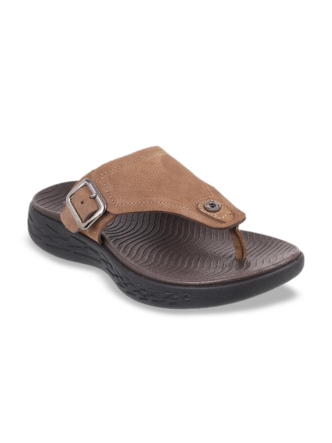 Mochi Men Tan Brown Textured Comfort Sandals