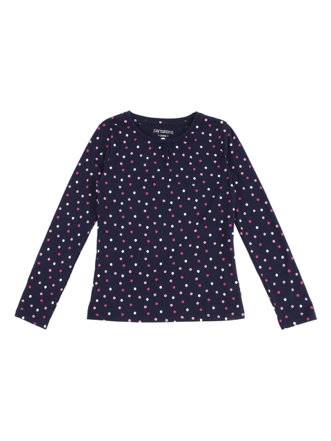 Pantaloons Junior Girls Navy Blue Printed Round Neck T-shirt