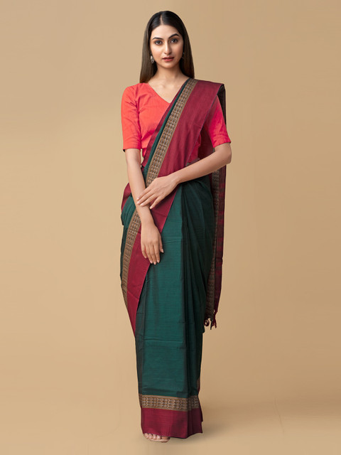 Unnati Silks Green Pure Cotton Solid Handloom Narayan Peth Saree
Unnati Silks Green Pure Cotton Solid Handloom Narayan Peth Saree