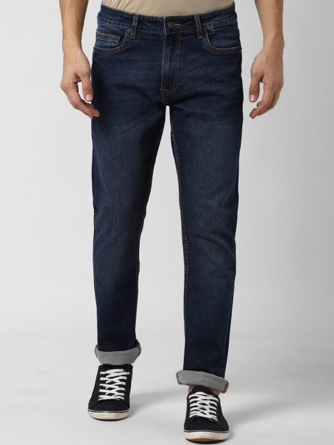 Peter England Casuals Men Navy Blue Tapered Fit Mid-Rise Clean Look Jeans
