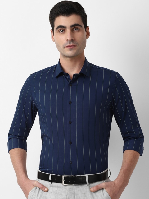 Louis Philippe Sport Men Navy Blue Slim Fit Striped Casual Shirt