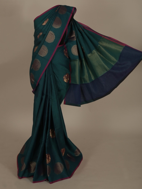 Pothys Green & Gold-Coloured Jute Silk Woven Design Saree