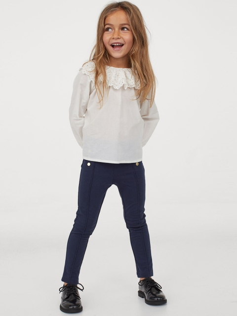 H&M Girls Navy Blue Solid Treggings