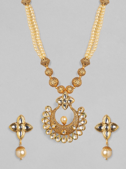Rubans 24K Gold-Plated Beige & White Kundan-Studded & Beaded Filigree Handcrafted Jewellery Set
Rubans 24K Gold-Plated Beige & White Kundan-Studded & Beaded Filigree Handcrafted Jewellery Set