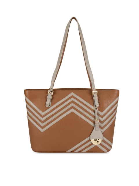 Da Milano Brown & Blue Striped Handheld Bag