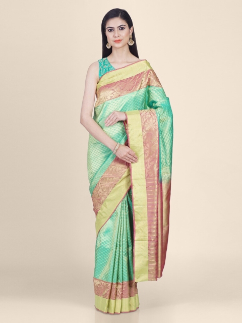 Hastakala Green & Brown Pure Silk Woven Design Kanjeevaram Saree