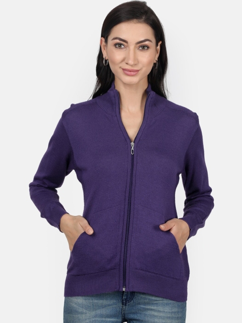 Monte Carlo Women Purple Solid Cardigan