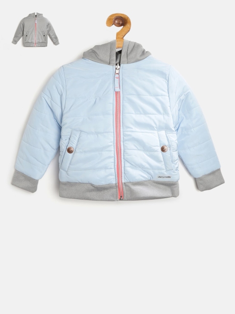 Cherry Crumble Boys Blue Solid Reversible Puffer Jacket