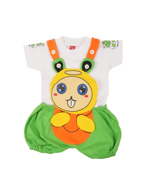 Jaybee Infant Boys Green & White Solid T-shirt with Shorts