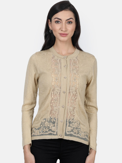 Monte Carlo Women Beige Self-Design Cardigan
Monte Carlo Women Beige Self-Design Cardigan
