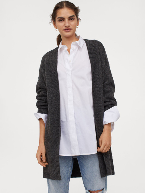 H&M Women Grey Solid Long Cardigan 
H&M Women Grey Solid Long Cardigan