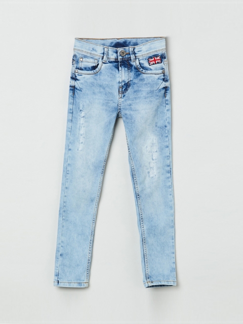 max Boys Blue Slim Fit Mid-Rise Mildly Distressed Stretchable Jeans