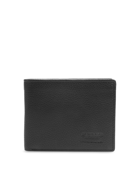 Da Milano Men Black Leather Two Fold Wallet