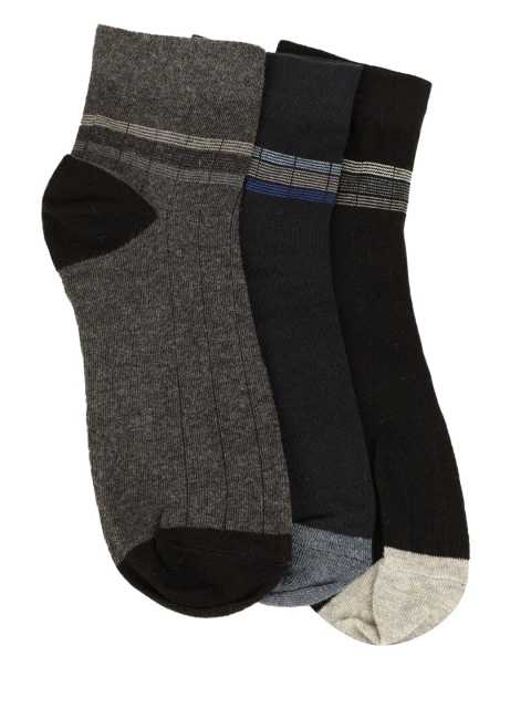 Alvaro Castagnino Men Pack of 3 Solid Ankle-Length Socks, Black