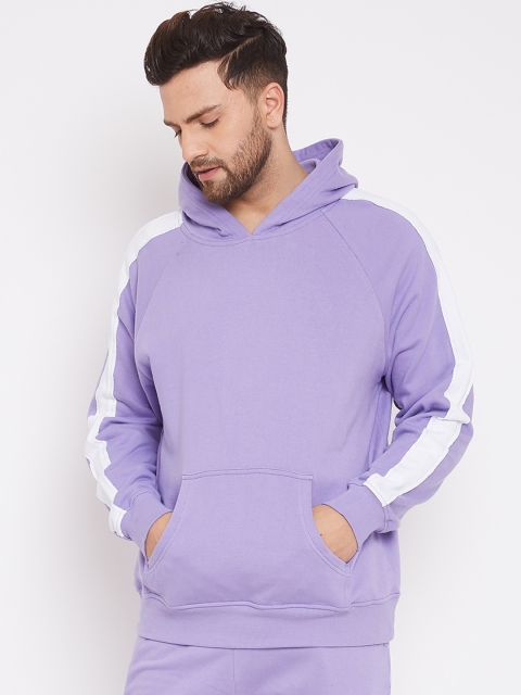 FUGAZEE Men Lavender Solid Hooded Sweatshirt