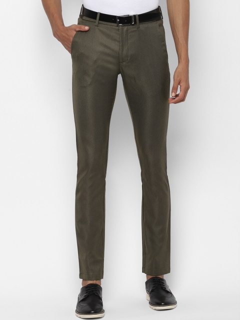 Allen Solly Men Brown & Black Regular Fit Self Design Regular Trousers