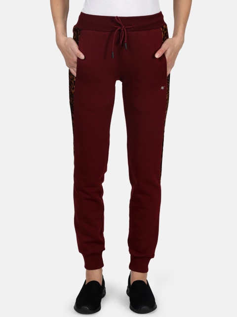 Monte Carlo Women Maroon Solid Slim-Fit Track Pants