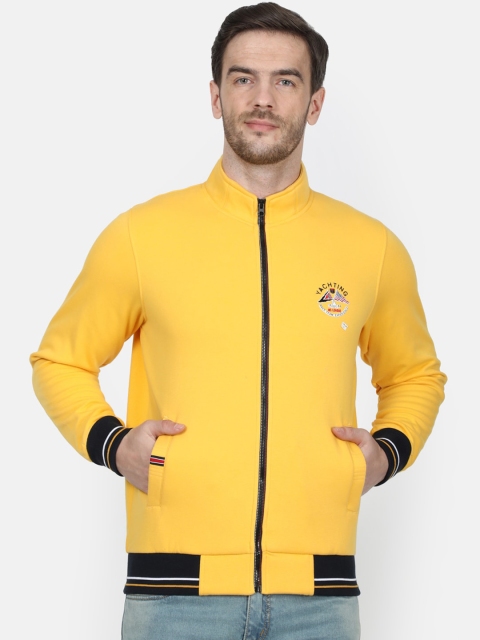 Monte Carlo Men Yellow Solid Hooded Sweatshirt