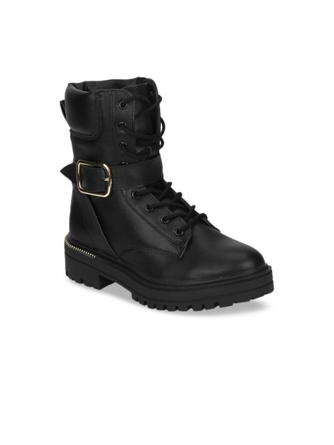 Truffle Collection Women Black Solid Heeled Boots