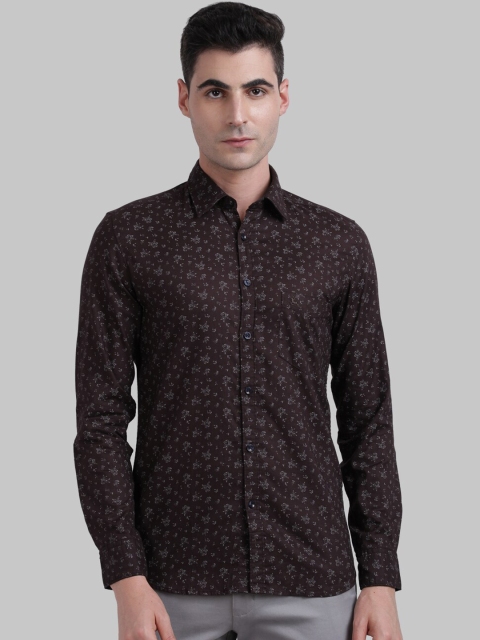 Parx Men Brown & Grey Regular Fit Printed Casual Shirt