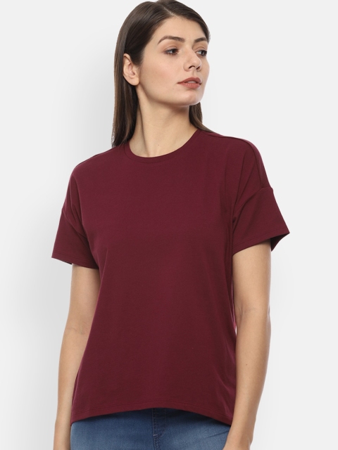 Van Heusen Woman Maroon Solid Top