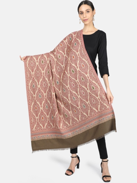 Monte Carlo Women Pink & Brown Printed Shawl