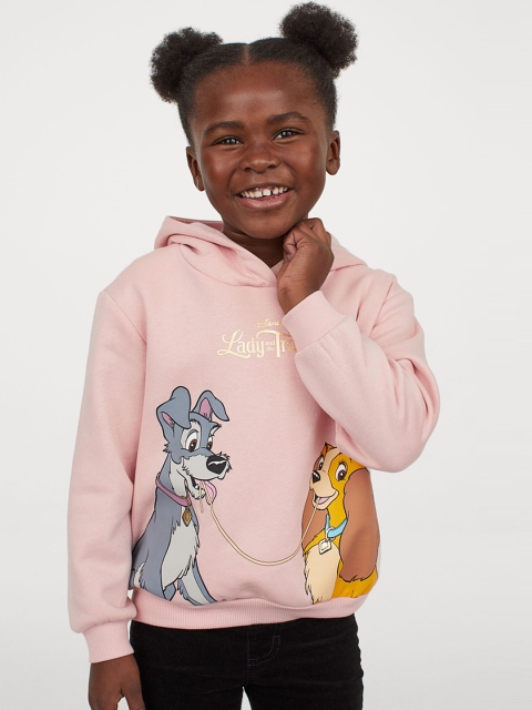H&M Girls Pink Printed Hoodie