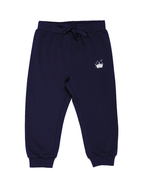 Pantaloons Baby Infant Girls Navy Blue Solid Joggers