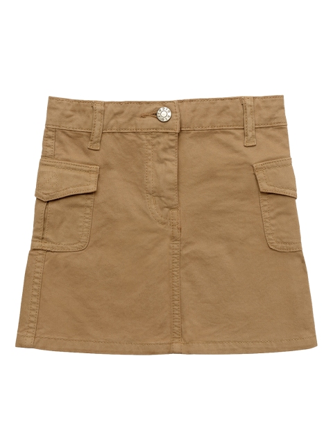 Kid Studio Girls Beige Solid A-Line Skirt