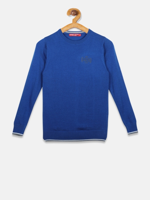 Monte Carlo Boys Blue Solid Pullover Sweater