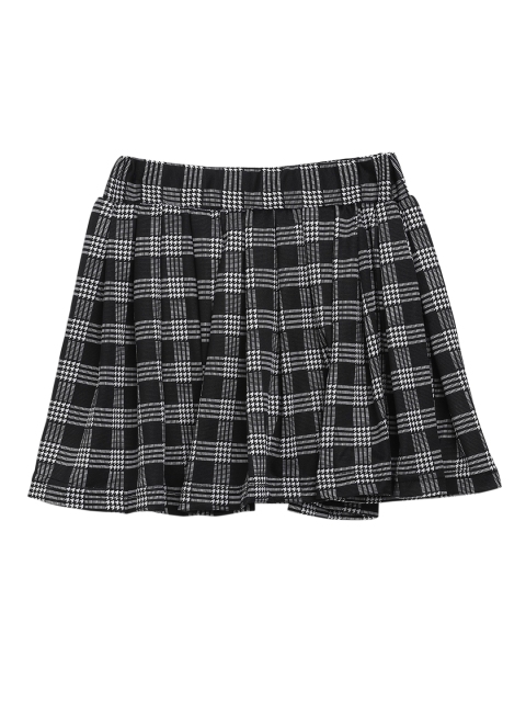 ADIVA Girls Black & White Checked Flared Skirt