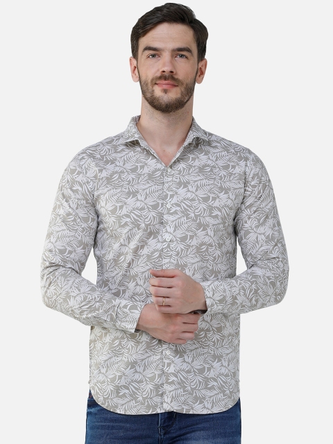 COLVYNHARRIS JEANS Men Grey Slim Fit Printed Casual Shirt