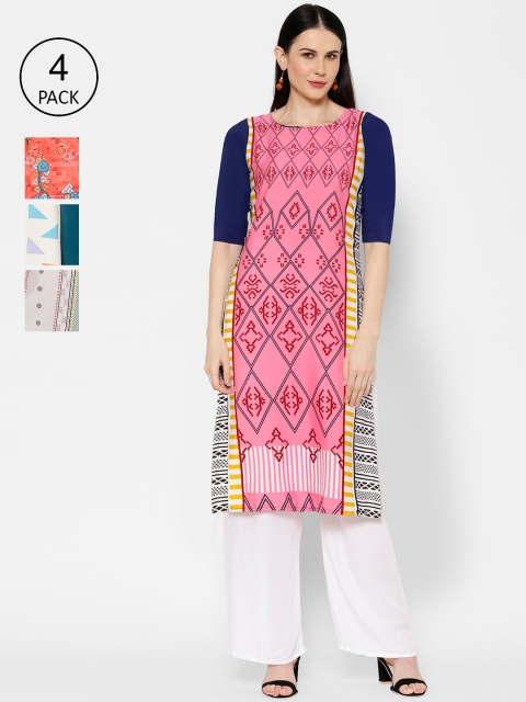 7Threads Women Multicoloured Printed A-Line Kurta, Multi