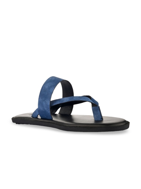 SKO Men Blue & Black Solid Comfort Sandals