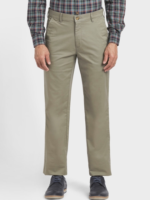 ColorPlus Men Green Regular Fit Solid Regular Trousers