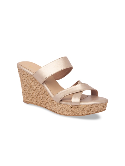 Inc 5 Women Gold-Toned Solid Sandals