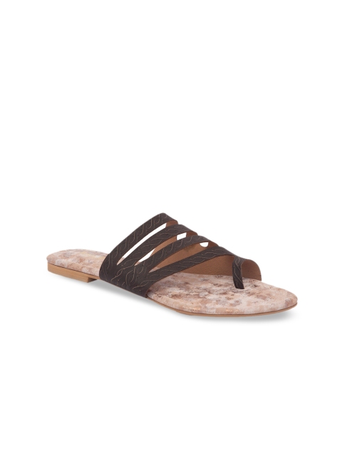 Inc 5 Women Brown Solid Open Toe Flats