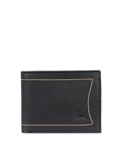 Pacific Gold Men Black Solid Two Fold Wallet