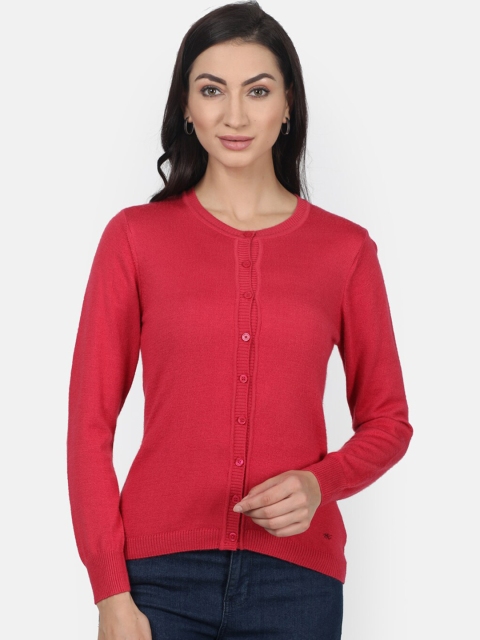 Monte Carlo Women Red Solid Cardigan Sweater