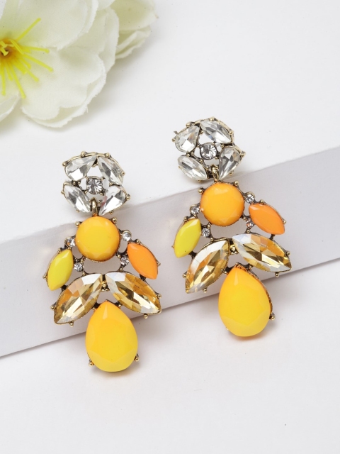 AVANT-GARDE PARIS Orange & Silver-Toned Contemporary Drop Earrings
