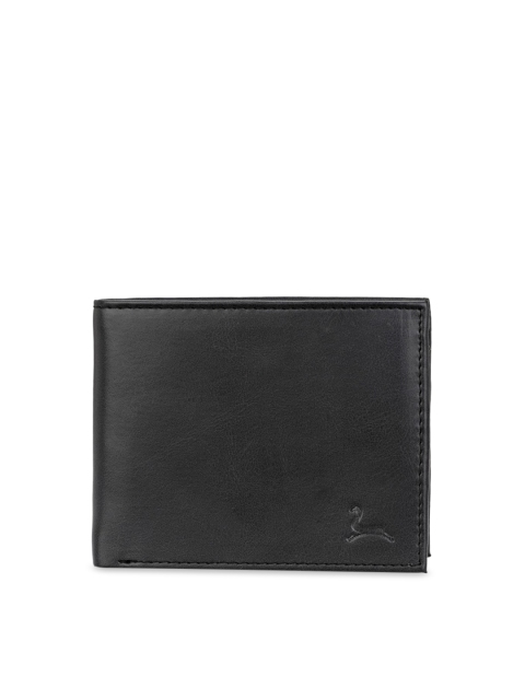 Pacific Gold Men Black Solid Two Fold Faux Leather Wallet