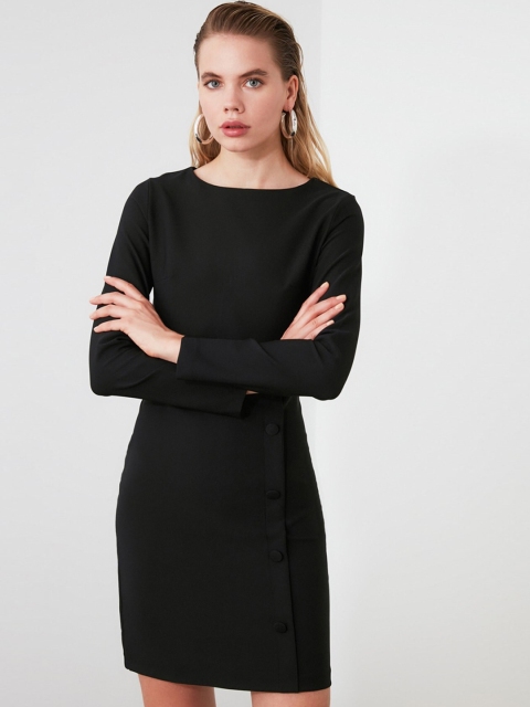 TRENDYOL COLLECTION Women Black Solid Sheath Dress