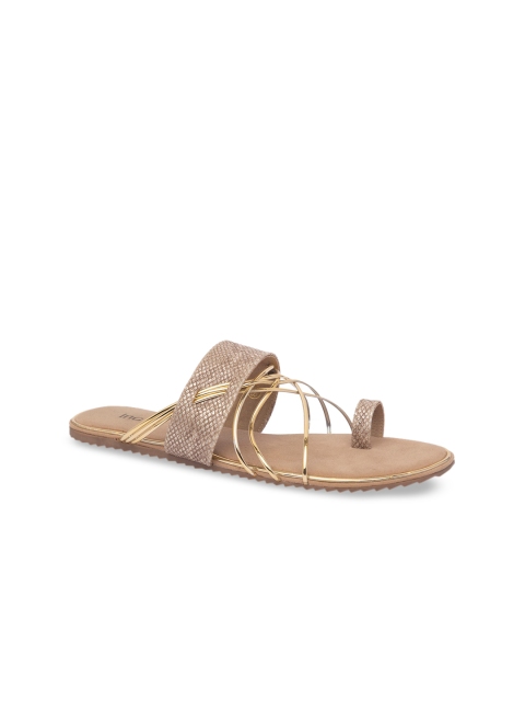 Inc 5 Women Beige Textured Open Toe Flats