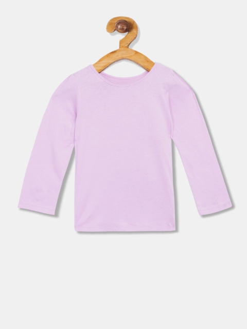The Childrens Place Girls Lavender Solid Round Neck T-shirt